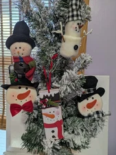 snowman assorted Christmas tree oranaments collection lot of 5 various winter
