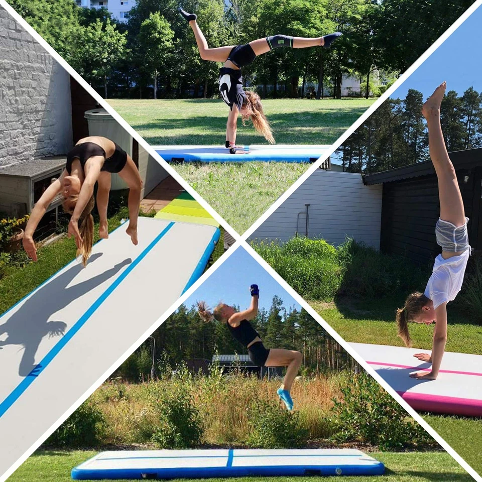 Alfombra de aire pista de caída 10 pies/13 pies/16 pies/20 pies/26 pies con bomba de aire eléctrica, inflado... Foto 3 de 4