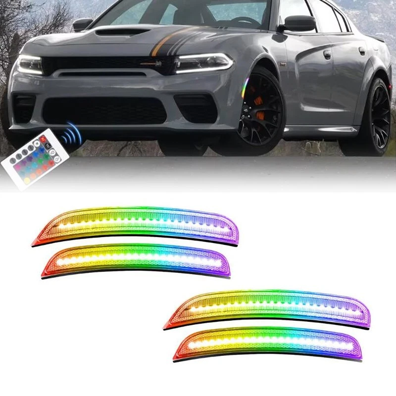 Luces de señalización laterales de parachoques delantero trasero RGB para Dodge Charger LD 2015-2023 Foto 3 de 4