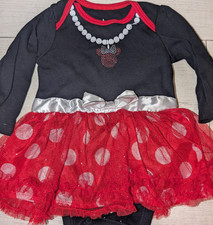 Vintage Y2K Disney Minnie Mouse Tutu Polka Dot Dress Size Baby Girls 6-9 Mos