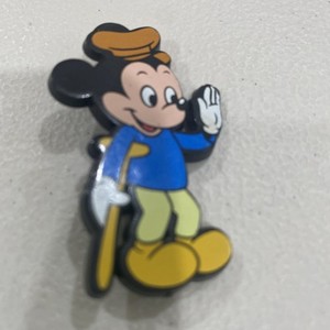 Vintage Mickey Mouse As Tiny Tim With Crutch Pin , Christmas Theme