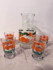 Vintage Anchor Hocking Orange Juice Carafe Pitcher with 4 juice glasses