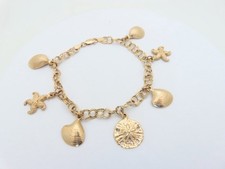 14k Gold Bracelet Coastal Charm Sea Creature Beach Jewelry Nautical 7.5 B184