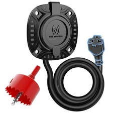 RV Shore Power Inlet 125V AC 20A Electrical Outlet Receptacle Plug w/ Hole Saw