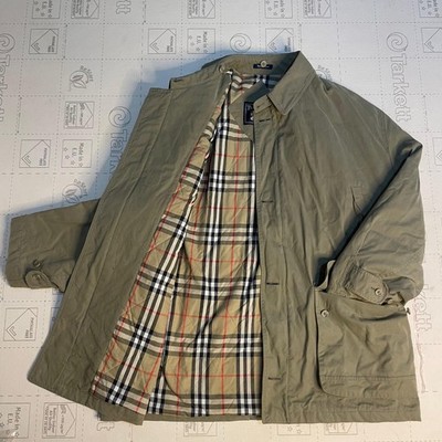 vintage burberry jacket nova cheCk cotton overcoat polyurethane men BEIGE Siz XL