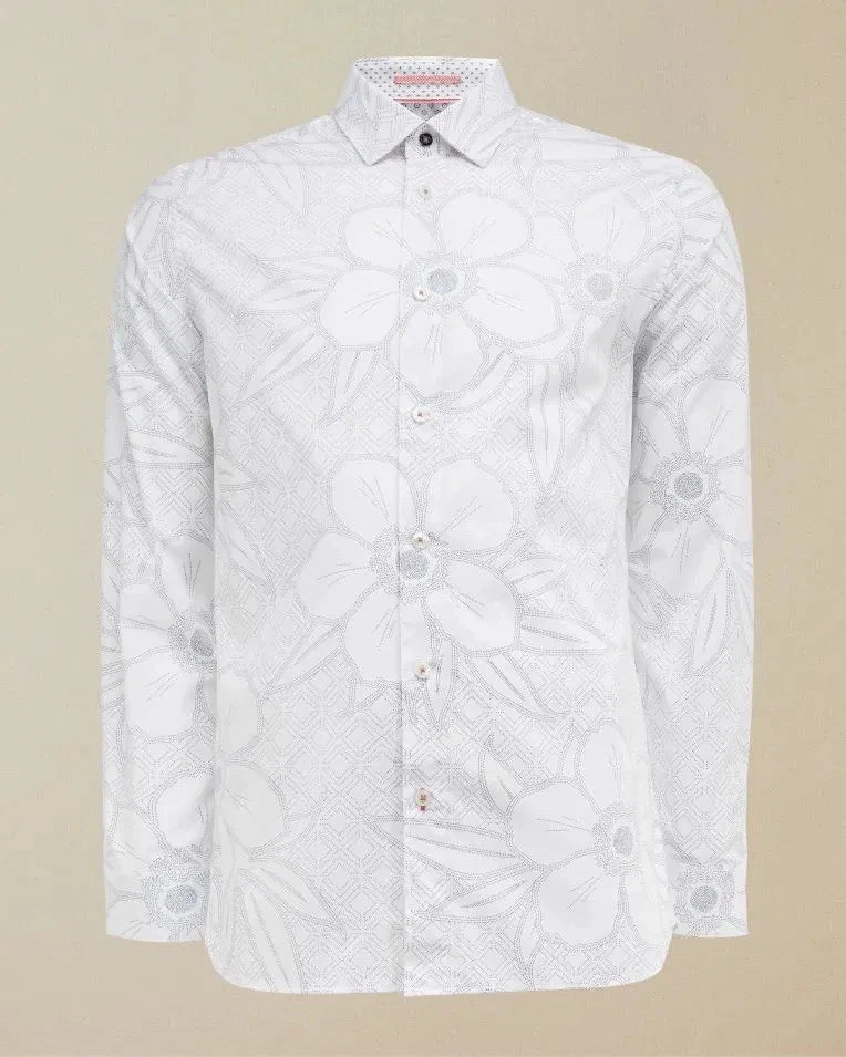 Ted Baker London GoGirl цветочный печать кнопка вниз платье рубашка размер 3 средний белый - Изображение 4 из 4