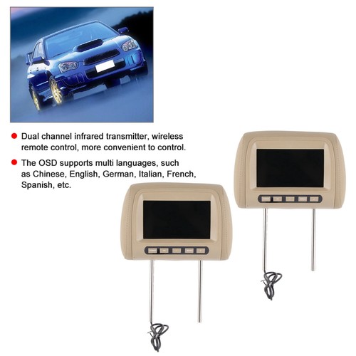 Car 2pcs Universal 7 In HD Car Headrest LCD Video Player Wireless Control MP5