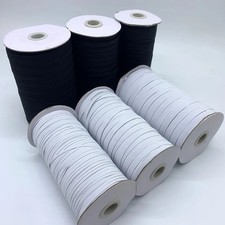 Flat Elastic 3mm-8mm Stretch Elastic Cord Waist Band Sewing Craft White/Black
