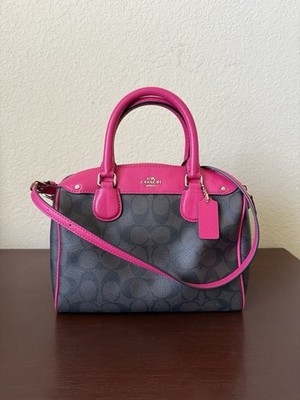 COACH MINI BENNETT SATCHEL IN SIGNATURE F36702 BROWN/PINK RUBY