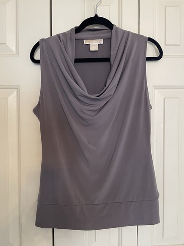 Michael Kors Size M Cowl Neck Top Sleeveless Black Jersey shirt taupe tan brown