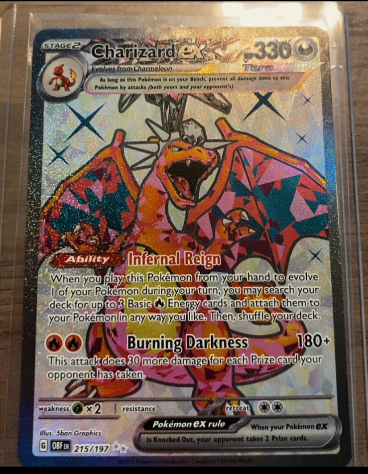Pokemon Charizard ex 215/197 SV03: Obsidian Flames Ultra Rare Full Art (LP cond)