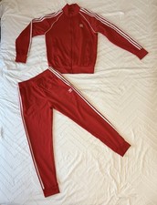 Adidas Originals Red Three-Stripe SST Tracksuit Set Jacket Pants - Size M