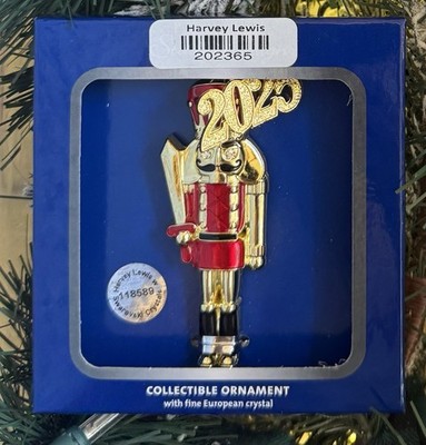 2025 Harvey Lewis Nutcracker Christmas Tree Ornament w Crystals, New in Box