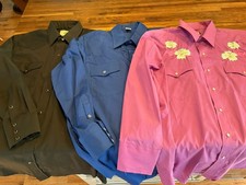 Three Vtg Men s Western Shirts MESQUITE/MALCO MODES/KARMAN 16 1/2 33
