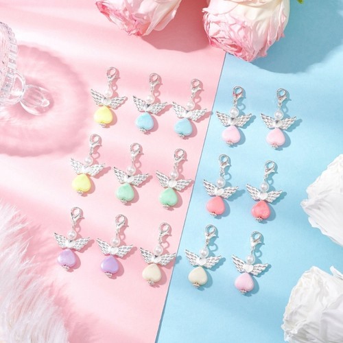 Purse Charm for Handbag Backpack Accessories Angel Pearls Beads Pendant Keychain - Zdjęcie 3 z 8