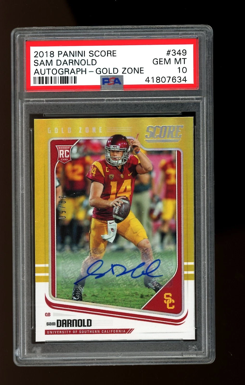 Sam Darnold Panini Score #349 Autograph-Gold Zone