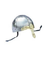 Elmetto nasale medievale decorativo metallo regalo rotondo Halloween casco vichingo