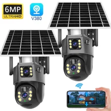 Solar Battery Powered Wireless WiFi Outdoor Pan/Tilt Home Security Camera System