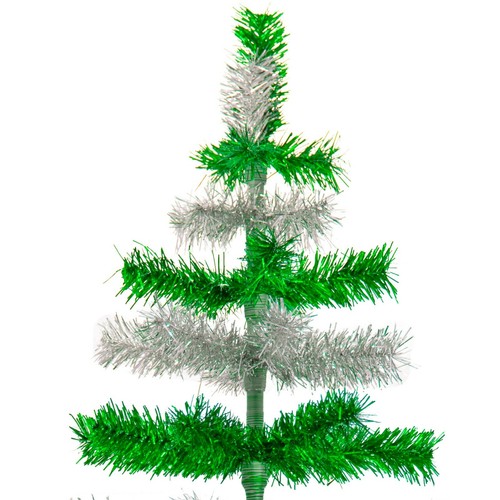 Metallic Green and Silver Layered Tinsel Christmas Tree Stand Included - Picture 32 of 35