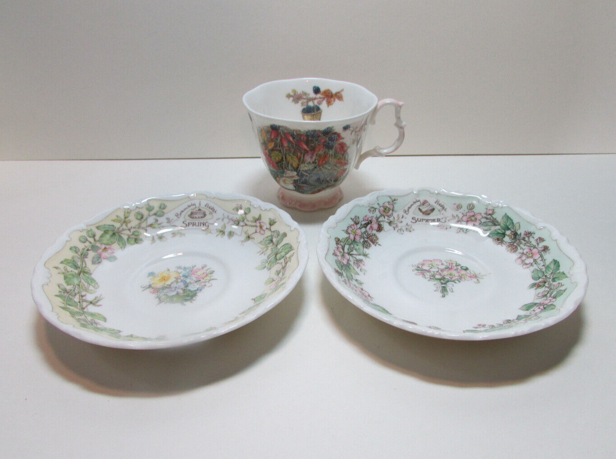 lot of 3 Royal Doulton Brambly Hedge Autumn tea cup, summer lot of 3 Royal Doulton Brambly Hedge Autumn tea cup, summer