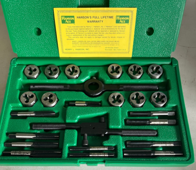 NEW 24 PC ACE HANSON 371412 SET NO. 4 TAP AND DIE SET N.C/N.F SIZE