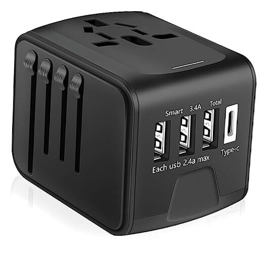 International Travel Adapter, All in One Power Adapter Travel Adapter-Black