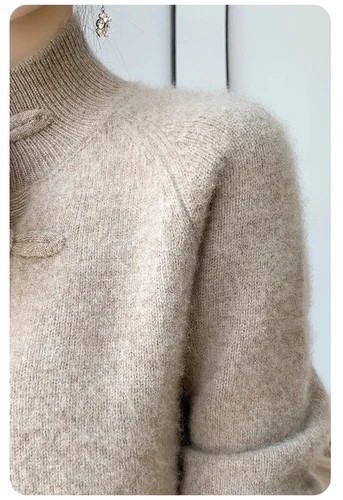 Women Half-high Collar Knitted Basic Sweater Pullover Autumn Winter Soft Top - Bild 21 von 29