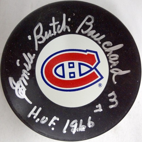 National Hockey League NHL Montreal Canadiens Emile "Butch" Bouchard disco firmato - Foto 3 di 13