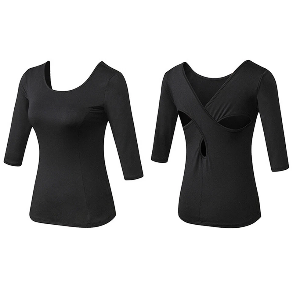 Mujeres Ropa Activa Hueca Transpirable Elastizada Yoga Fitness Deportes Prendas para el torso Camisetas Foto 3 de 4