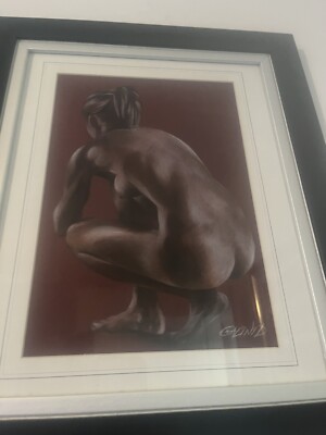 Original handgezeichneter weiblicher Akt Kunst Farbstift von Galini Dimitriadou