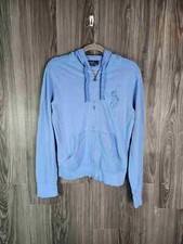 Vintage Womens Ralph Lauren Large Pony Sweatshirt Light Blue Hoodie