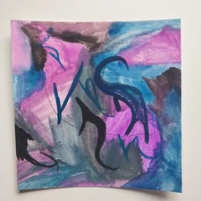 Sindy Fuhr Acrylic Painting Hand Made Pop Art Abstract Style Title In Time B