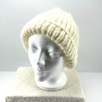 Winter Toque Hat Handmade Cream Colored Cable Knit with  display picture 3