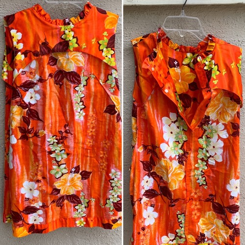 Vintage Jaquelines Of Hawaii Hawaiian Dress 60s Floral Mini Tiki Aloha Mod Gogo - Picture 6 of 12