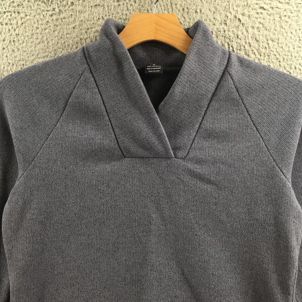 Sudadera Rei Para Mujer M Gris Polar Manga Larga Pullover Cuello en V Informal Clásica Foto 2 de 4