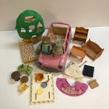 Sylvanian Epoch Calico Critters Car Family Furniture & Accessories Lot 20+ Pcs