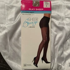 Sheer Breeze Gildan Size C Beige Women's Pantyhose Reinforced Toe Control Top 