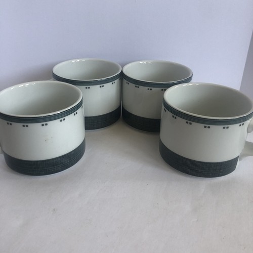 Dansk Gridworks Green Coffee Tea Flat Cups 8 Oz White Green Set of 4 - Picture 4 of 21