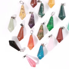 50pcs Natural Crystal Quartz Hexagonal Pyramid Stone Pendants for Jewelry Making