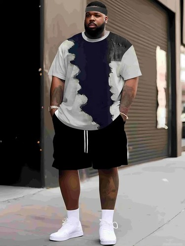 Men's Spring Summer Outfit 2-Piece Set Short Sleeve Shirt & Shorts Set 3XL. NEW
