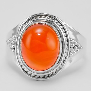 Carnelian-Cab-925-Sterling-Silver-Handmade-Ring-Jewelry-s-8-SDR30322