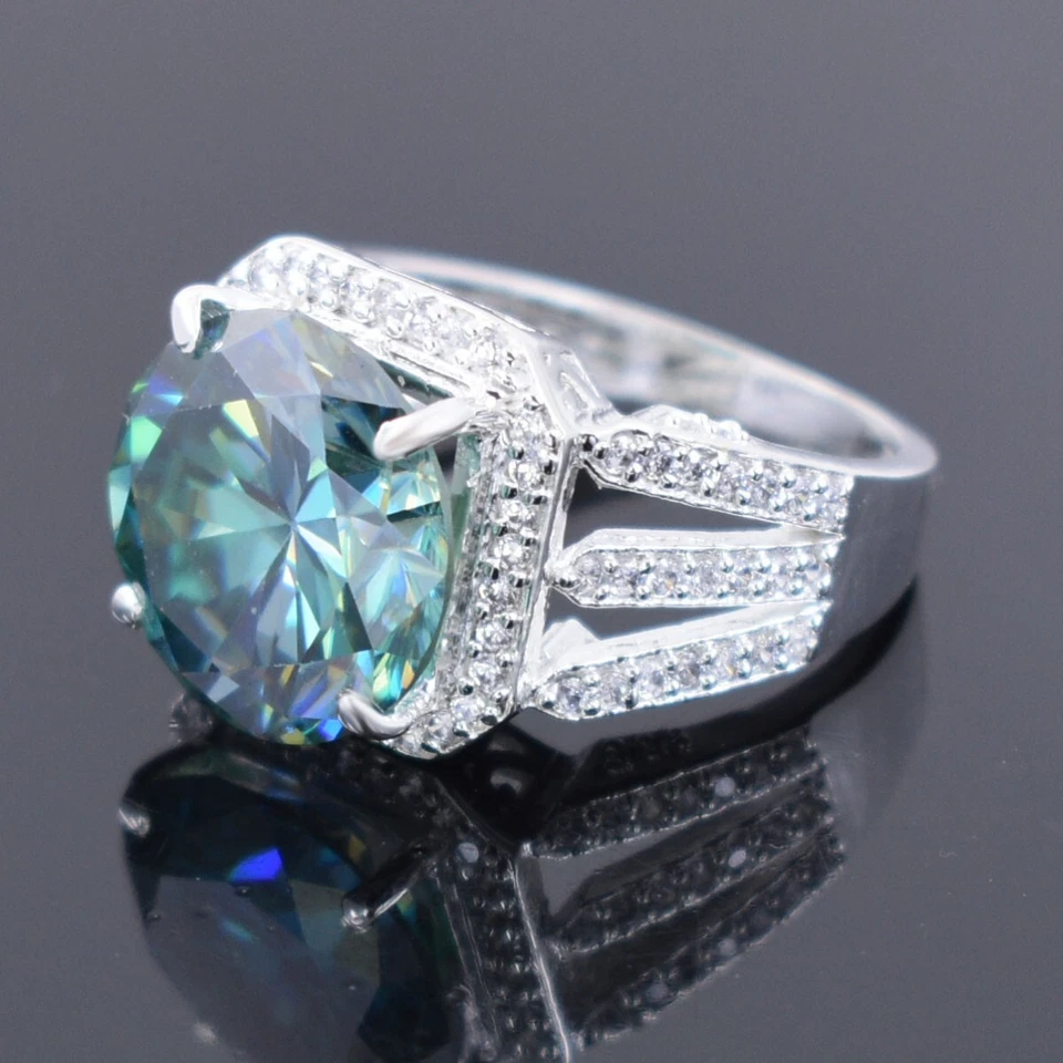 RARO Anillo de Diamantes Azules de 10 Ct, Increíble Brillo y Brillo - Sin Tarifa. Foto 2 de 4