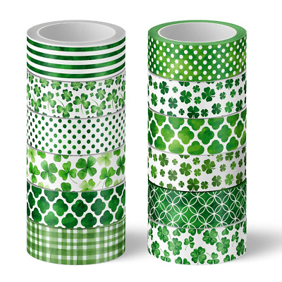 12 Rolls St. Patrick'S Day Washi Tape Green Washi Masking Tape Lucky Shamrock Cl