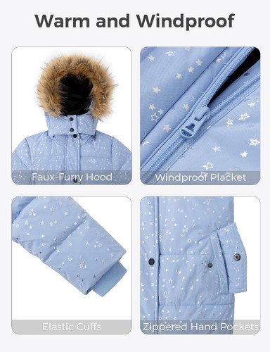 Abrigo Parka Largo de Invierno Wantdo Niñas Cálido Polar Puffer Chaqueta Piel Capucha Extraíble - Imagen 49 de 61
