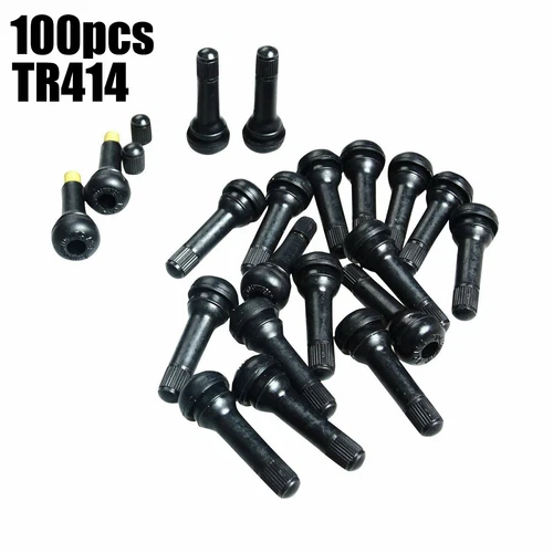 100PCS TR414 Snap-In Tire Valve Stems Medium Black Rubber Valve TR 414/ - Picture 2 of 5