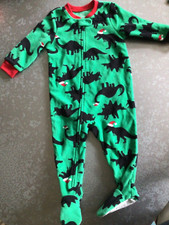 Carters baby boy Pajamas Christmas dinosaur fleece footed zip up Size 18m NWT