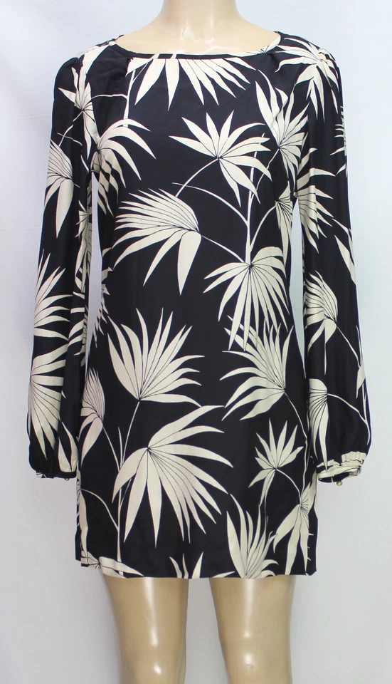 Vestido recto Tommy Bahama para mujer manga larga 100 % seda negro talla S Foto 2 de 4