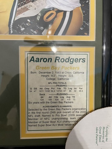 Aaron Rodgers Wall Decor Plaque NFL Hall Of Fame Green Bay Packers - Picture 2 of 2