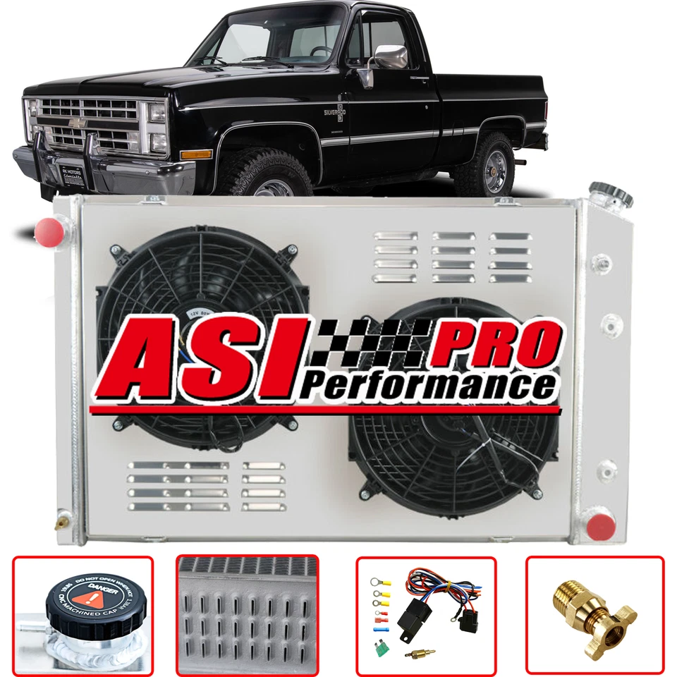 4Row Aluminum Radiator+Shroud Fan FIT 1968-1972 Chevelle Cutlass Lemans GTO 7.4L Foto 3 de 4