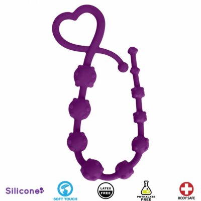 Hearts n Studs Silicone Anal Beads Unisex Butt Stimulation Sex Toy